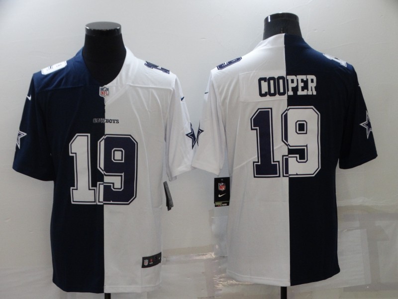 2021 Men Dallas cowboys #19 Cooper Blue white Half version Nike NFL Jerseys